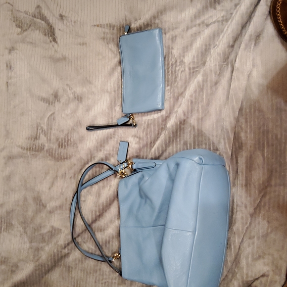 Coach Bags Coach Leather Baby Blue Shoulder Bag And Wallet Poshmark